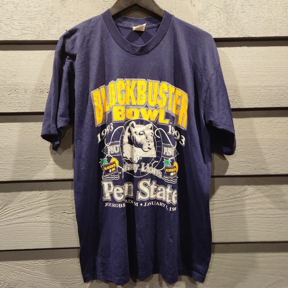 Vintage Penn State Nittany Lions Shirt Mens 2XL Blue NCAA Blockbuster Bowl 90s
